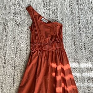 Cara Cara One Shoulder Dress in Rust